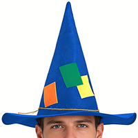 Chapeau de sorcier pointu, chapeau de costume avec patch de couleur, chapeau de sorcière en feutre unisexe pour adulte, pour Halloween/Cosplay/fête magique/jeu de rôle fantastique