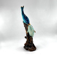 Patung Lumba-lumba Tiga Ekor dari Resin Poliresin, Patung Mini Biru Tiga Lumba-lumba untuk Suvenir