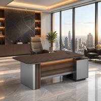 Escritorio Ejecutivo Moderno en Forma de L con Cerradura de Código de Aleación de Zinc, Mesa para Gerentes con Carga Inalámbrica, Textura 3D, Muebles de Oficina de Lujo