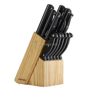 Conjunto de facas de cozinha aço inoxidável, novo estilo, bloco de madeira pinha