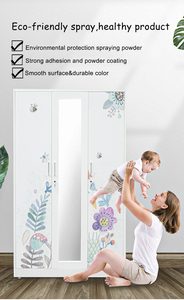 Tengle Vente Flash <span class=keywords><strong>Pas</strong></span> <span class=keywords><strong>Cher</strong></span> En Acier 3 Portes Almirah Meubles de Chambre <span class=keywords><strong>avec</strong></span> <span class=keywords><strong>Serrure</strong></span> et Clé En Acier Fleur Impression Armoire En Métal - Product Image 6