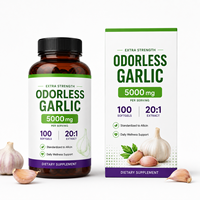 Extrait d'ail inodore à marque privée, rapport 20:1, 500 mg en gélules molles, 5000 mcg d'allicine, complément pour le bien-être immunitaire et cardiaque, OEM ODM