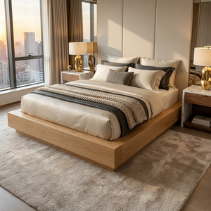 Letto a Muro Tatami Giapponese Moderno Minimalista in Legno Massello con Rivestimento in Tessuto Senza <span class=keywords><strong>Testiera</strong></span> - Product Image 5