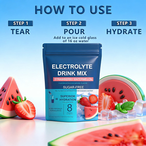 Poudre de boisson électrolytique à la fraise et à la pastèque, marque privée, vente chaude, mélange de boissons avec des oligo-éléments, des vitamines et des herbes pour soutenir l'hydratation - Product Image 5