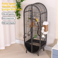 Villa pour oiseaux à double porte pour perruches, calopsites et pinsons – Grande cage ornementale de style maison avec fonction de rangement