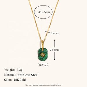 Dingran kalung liontin zirkon bintang delapan titik akrilik antiair grosir perhiasan berlapis emas baja tahan karat - Product Image 3