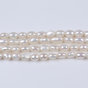 Perla de Agua Dulce Barroca Irregular Blanca de 8-9 mm, de Doble Cara, con Orificio Vertical Natural para Manualidades - Product Image 5