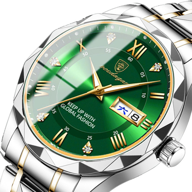 Poedagar 615 New Trendy Fashion Business Luxury Stainless Steel Leather Wristwatch Waterproof Luminous Hand Quartz Watch for Men