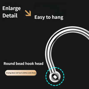 Séchoir à chaussures en acier inoxydable en forme de U, robuste et extra épais, avec crochets de drainage, empilable, moderne, pour balcon - Product Image 4