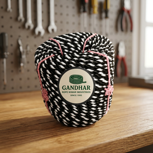 Strong Polyester Twisted Rope Zebra <b>Stripe</b> <b>Black</b> <b>and</b> <b>White</b> Design Durable Weather Resistant Heavy Duty Rope Cord - Product Image 1