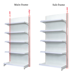 Gondole de supermarché de qualité supérieure en acier robuste à 4 étagères avec panneau arrière uni et personnalisation d'un côté pour magasin de détail - Product Image 3