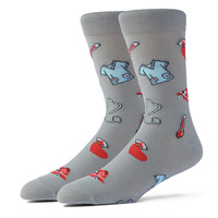 Chaussettes mi-mollet décontractées pour femme, en polyester tricoté, respirantes et absorbantes, à rayures imprimées, pour le printemps, les fêtes, les spectacles et Halloween