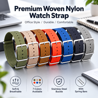 Bracelet de montre en nylon tissé uni 18-22 mm avec barrettes à ressort, personnalisable OEM ODM