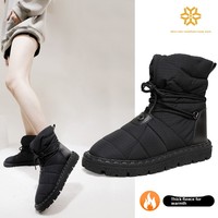 Soldes Exceptionnelles : Bottes de Neige Mi-Mollet pour Femme – Design Noir Chic, Doublure Chaude et Épaisse, Semelles Antidérapantes