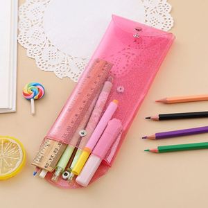 Stylish Thin <b>Vinyl</b> Pencil Case Cute Clear Poly Envelopes File <b>Bag</b> Colorful Transparent Laser Cosmetic <b>Bag</b> for Girls Women Gifts - Product Image 4