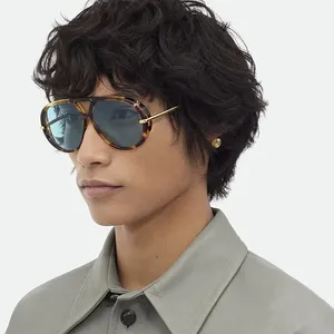 Gafas de Sol Unisex de Moda, Estilo Piloto, Color Tortuga Dorado, Originales, de Lujo Ligero, Doble Puente, Aleación, Protección Solar UV400, <span class=keywords><strong>PC</strong></span> - Product Image 3
