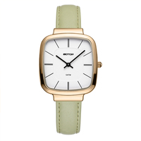 Jam Tangan Putri Model Terbaru Tali Kulit Hijau Mesin Jepang Jam Tangan Quartz Anak Perempuan