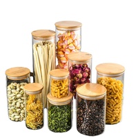 Pot en verre borosilicate moderne de 1000 ml, livraison directe d'usine, pot de conservation en verre scellé avec couvercle en bois pour le stockage du thé et des aliments