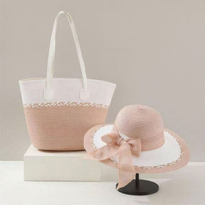 Chapeau <span class=keywords><strong>de</strong></span> soleil à large bord <span class=keywords><strong>sac</strong></span> fourre-tout marron vacances d'été voyage Shopping femmes <span class=keywords><strong>plage</strong></span> rayé chapeau <span class=keywords><strong>de</strong></span> paille ensemble <span class=keywords><strong>de</strong></span> sacs <span class=keywords><strong>de</strong></span> <span class=keywords><strong>plage</strong></span> - Product Image 2