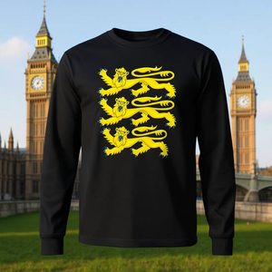 T-shirt britannique à manches longues, design trois lions, thème Royaume-Uni, pour adulte, unisexe, col rond, impression numérique - Product Image 3