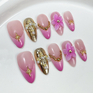 <span class=keywords><strong>Uñas</strong></span> Acrílicas Hechas a Mano <span class=keywords><strong>con</strong></span> Forma <span class=keywords><strong>de</strong></span> Almendra y <span class=keywords><strong>Diseño</strong></span> <span class=keywords><strong>de</strong></span> Mariposa, Reutilizables, para Regalo <span class=keywords><strong>de</strong></span> Navidad y Año Nuevo, Venta al Por Mayor - Product Image 1