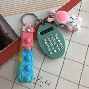Oval Keychain Calculator With Pop It Bunny Charm Battery Powered 8 Digits ABS Material For Kids And Adults - Product Image 4