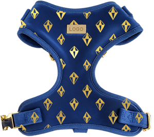 OKKPETSデザイナー調整可能犬用ハーネスカスタムベルベットペットハーネス & リーシュセット金箔プリント - Product Image 2