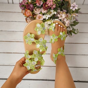 Women Lace Flower Applique Flat <b>Sandals</b> <b>Elastic</b> Ankle Strap Open Toe Summer Beach Ladies Casual Shoes - Product Image 5