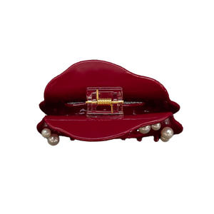 YIYI 9,5 cm Borde de onda sólida temperamento garra para el cabello hueco blanco perla acetato pinza para el cabello pinza coreana personalizada para mujeres - Product Image 5