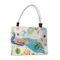 Sac à main carré ethnique pour filles, broderie double face fil doré, sac bandoulière décontracté en toile, tendance