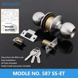 Roeasy Stainless Steel <strong>Door</strong> <strong>Knobs</strong> with Double Sided Zinc Alloy Cylinder Key Lock for Bedroom Gym &amp; Hotel Use - Product Image 4