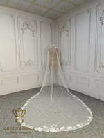 Voile de mariée QUEENSGOWN simple en dentelle et sequins ivoire, élégant, fait main, en tulle doux avec appliques, accessoire de mariage