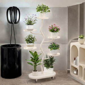Elegante Estante Metálico Multiusos con Ruedas para Flores, Tipo Móvil, para Sala de Estar o Balcón, Fácil Instalación, Estilo Moderno y Lujoso - Product Image 3