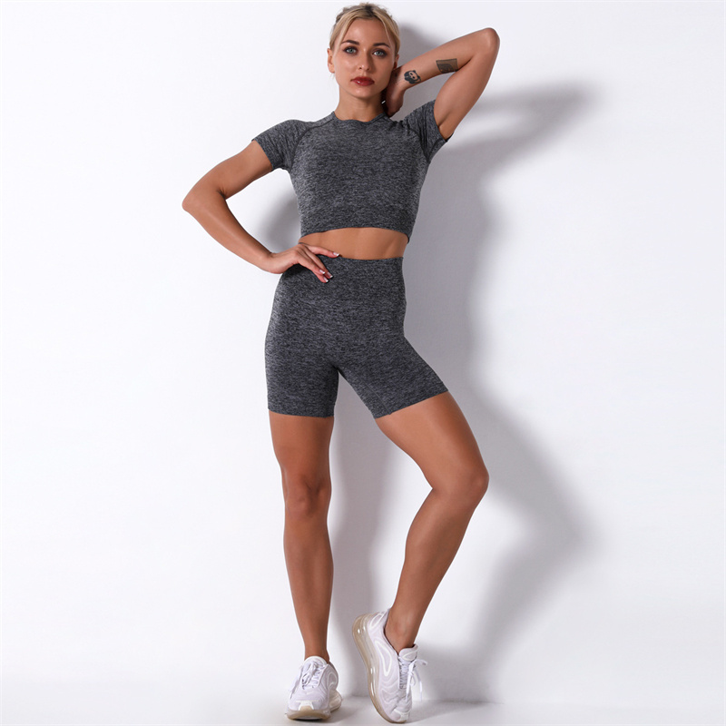 8 colors Fashion Modern Breathable Workout Clothing Women Active Wear Leggings Yoga Pants   Short sleeve