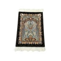 Pasokan Pabrik Karpet Ruang Tamu Mewah Biru Langit Motif Burung Persia, Permadani Sutra Modal, Dekorasi Dinding Ukuran Kecil 60*90cm