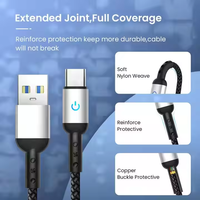 Câble d'éclairage Type C Charge rapide Fil de charge en nylon 3A QC3.0 Câble de charge rapide pour téléphone portable