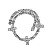 Chaîne cubaine hip-hop CY avec pendentif croix entièrement serti de diamants, accessoires détachables, bracelet DIY tendance, bijoux pour hommes et femmes, vente en gros