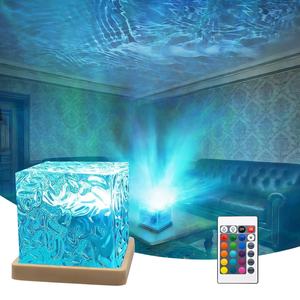 Northern Cube Ocean Stress Relief Dynamic Water Ripple Proyector Cubo <span class=keywords><strong>de</strong></span> luz Dormitorio Hogar Aurora Prism Lámpara <span class=keywords><strong>de</strong></span> llama giratoria - Product Image 2