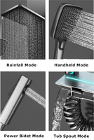 Ensemble de douche thermostatique intelligent avec affichage numérique et lumière d'ambiance LED, système de douche mural en laiton de luxe à touches de piano, gris anthracite