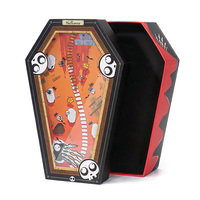 Boîte cadeau haut de gamme réutilisable en forme de cercueil lumineux pour Halloween, avec couvercle et base, éclairage LED et gaufrage, adaptée aux aliments