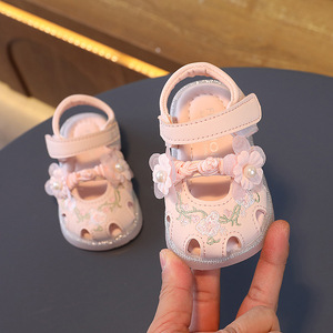 Sandalias de suela blanda para niña de 1-<span class=keywords><strong>2</strong></span> años, zapatos de verano para bebé, zapatos de princesa con flores grandes - Product Image 6
