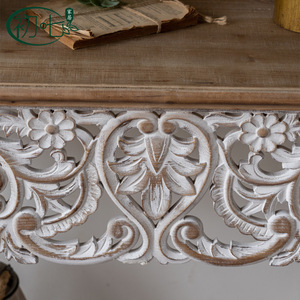Mesa Consola Tallada de Estilo Americano con Tapa de Madera, Decoración Hecha a Mano para Entrada, Diseño Retro - Product Image 3