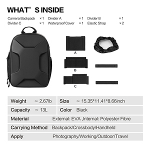 Sac à dos pour <span class=keywords><strong>appareil</strong></span> <span class=keywords><strong>photo</strong></span> Ambitful S1, coque rigide, étanche, antichoc, pour Canon, Sony, Fuji, <span class=keywords><strong>Nikon</strong></span>, grande capacité, sac de photographie - Product Image 6