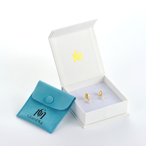 GLAMPKG Printed LOGO <b>Magnetic</b> Closure Jewellery Gift Paper Box Luxury Folding <b>Magnetic</b> Jewelry <b>Button</b> Pouch Packaging - Product Image 1