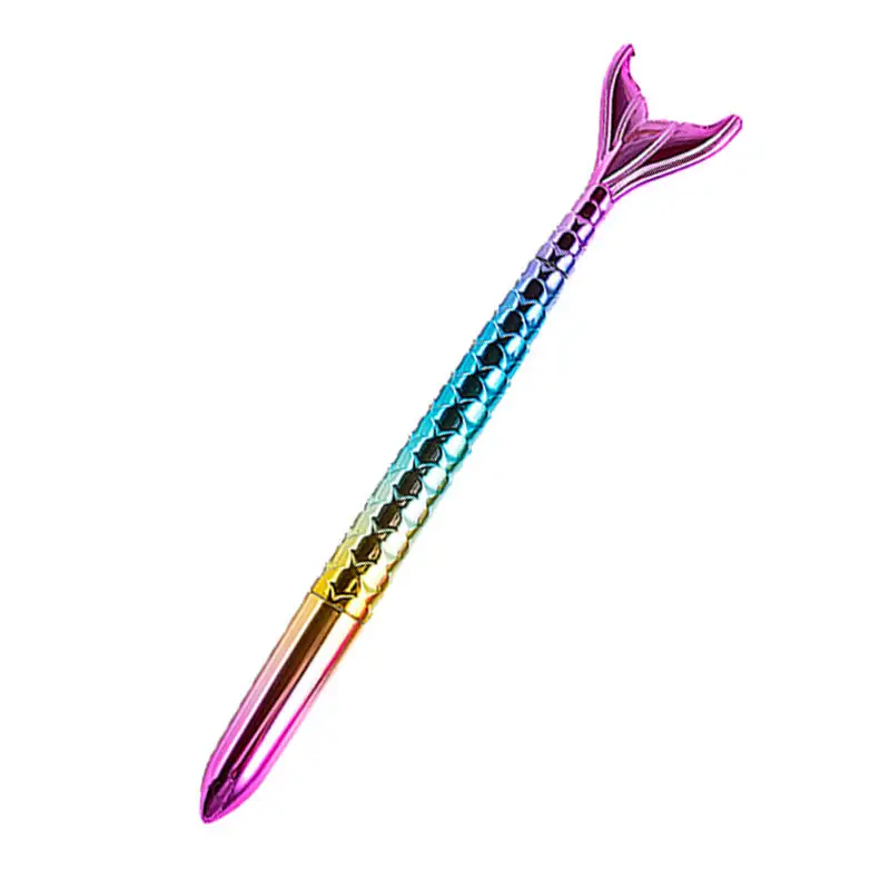 Venta caliente al por mayor bolígrafo de plástico encantador promocional logotipo personalizado 0,5 Mm 1mm cola de pez pluma sirena bolígrafo de Gel