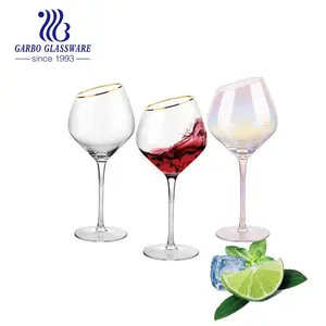 Verres à vin en cristal de haute qualité, verres à vin rouge et blanc inclinés, bord en or oblique, tasses en verre faites à la main, verre à vin de mariage