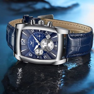 Montre pour homme de qualité supérieure, design carré, marque ONOLA, multifonctionnelle, quartz, cuir, étanche, ON6818 - Product Image 1