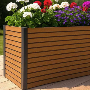 SONSILL Lits de jardin surélevés modernes en WPC et <span class=keywords><strong>bois</strong></span> de teck naturel, drainables, <span class=keywords><strong>pour</strong></span> légumes, herbes et fleurs, qualité supérieure, les plus populaires - Product Image 3