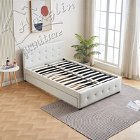 Meubles de chambre à coucher de marque propre au design moderne, lit gigogne, lit souple, tailles Queen, Double, Simple, en cuir blanc, pieds en plastique, rangement durable