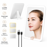 Miroir de Maquillage LED Portable Personnalisé MoonlitGlow à Marque Privée, 1X, 3 Couleurs Dimmables, Faible MOQ, Prêt à la Vente au Détail
